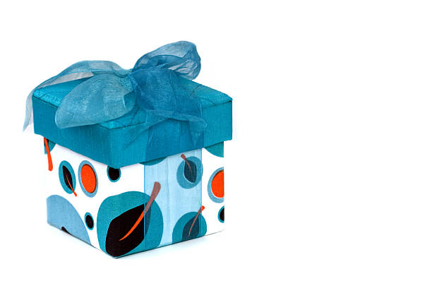 Blue gift box stock photo