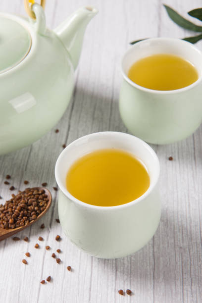 istock buckwheat tea in cup on  wood background. 1361453482