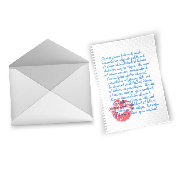 透明な背景に紙を入れたラブレター、ベクトルイラスト - air mail mail envelope blank点のイラスト素材／クリップアート素材／マンガ素材／アイコン素材