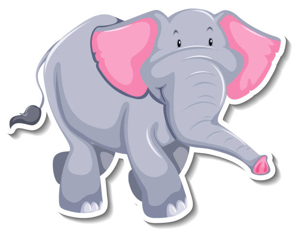 Elephant cartoon character on white background Elephant cartoon character on white background illustration elephant ear plant stock illustrations