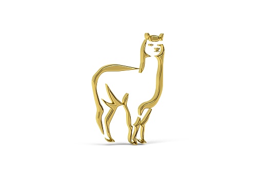 Golden 3d lama icon isolated on white background - 3d render