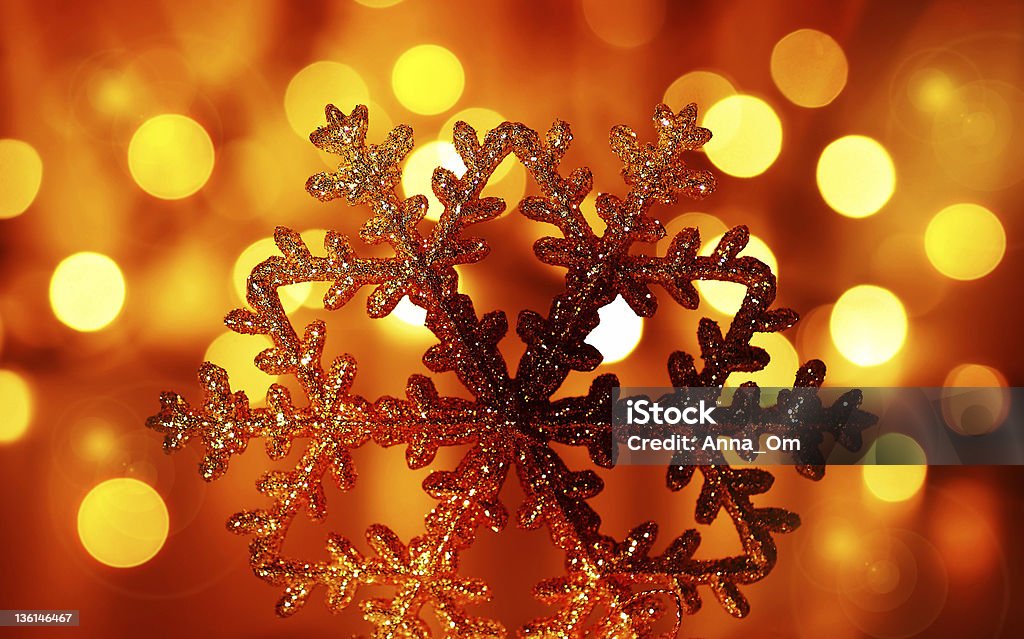 Golden Schneeflocke Weihnachtsbaumschmuck - Lizenzfrei Abstrakt Stock-Foto