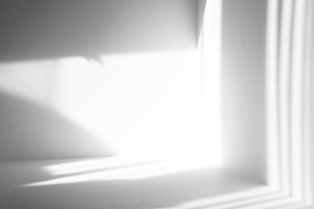 istock Gray shadows of different stripes on a white wall from sunlight. Abstract neutral background. Mock-up concepts for advertising, copy space. 1361469336