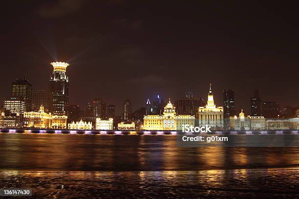 Shanghai Waitan Bei Nacht Stockfoto und mehr Bilder von Ausstellung - Ausstellung, Bank, Bund-Uferpromenade