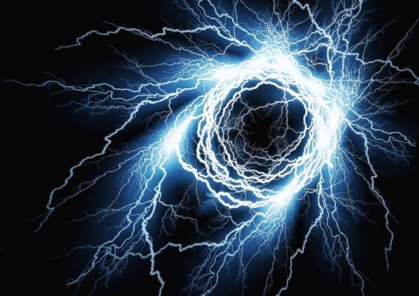 istock Abstract background of lightning swirling in science technology concept 1361475035