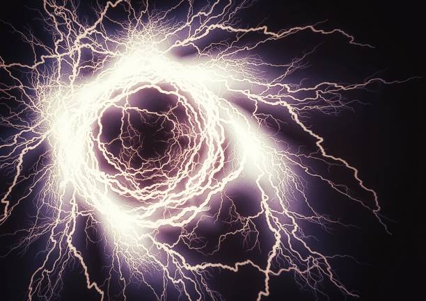 istock Abstract background of lightning swirling in science technology concept 1361475042