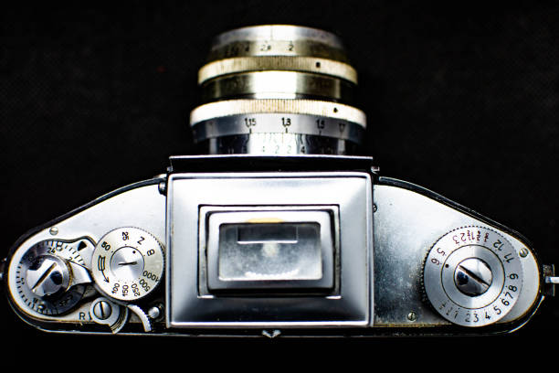 istock Old camera from above. Buttons and design of an old camera 1361477379