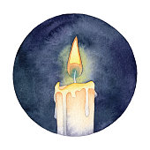 istock Watercolor Bright Candle in The Dark 1361484986