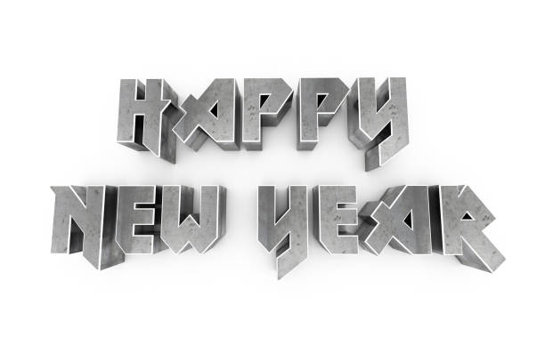 istock Happy New Year Metal Text 1361485046