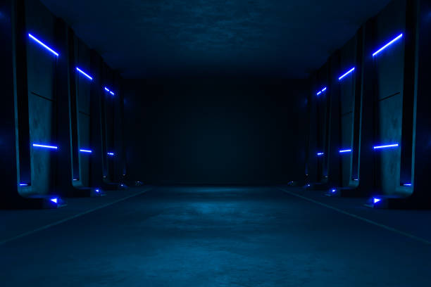 istock Empty dark room, Modern Futuristic Sci Fi Background. 1361486226