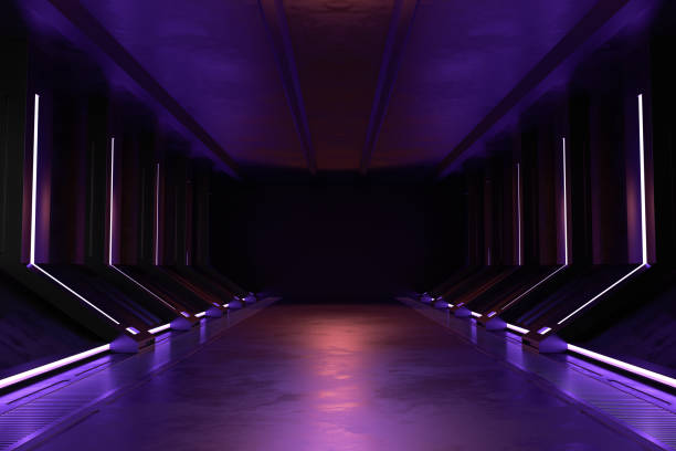 istock Empty dark room, Modern Futuristic Sci Fi Background. 1361486438
