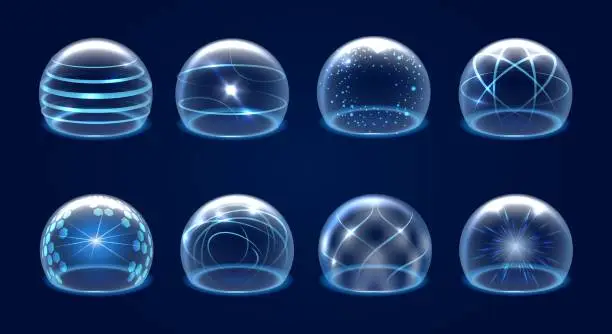 Vector illustration of Futuristic shield spheres