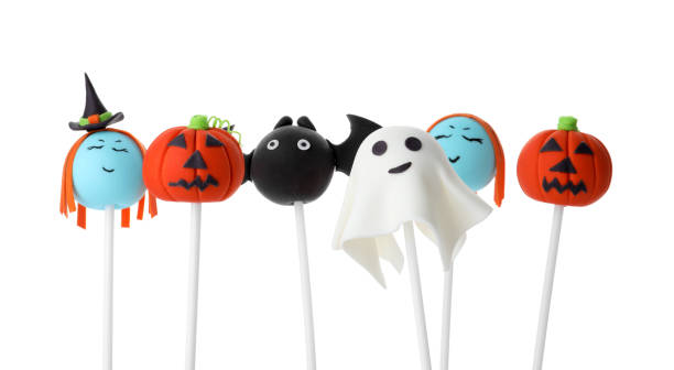 istock Different Halloween themed cake pops on white background 1361488412
