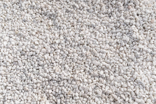Close-up on white pebbles. High angle view.