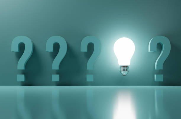 istock Glowing lightbulb among question mark on green background for creative thinking idea to problem solving and solution concept by 3d rendering. 1361505383