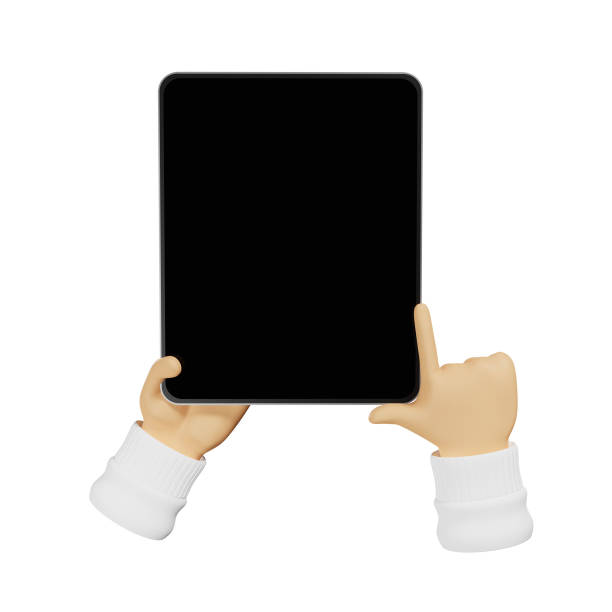 istock 3d hands holding black tablet, isolated on white background, 3d rendering 1361505748