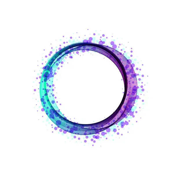 Vector illustration of Abstract bright color wave in the shape of circle. Vector isolated curly blue frame for background of your design. eps 10