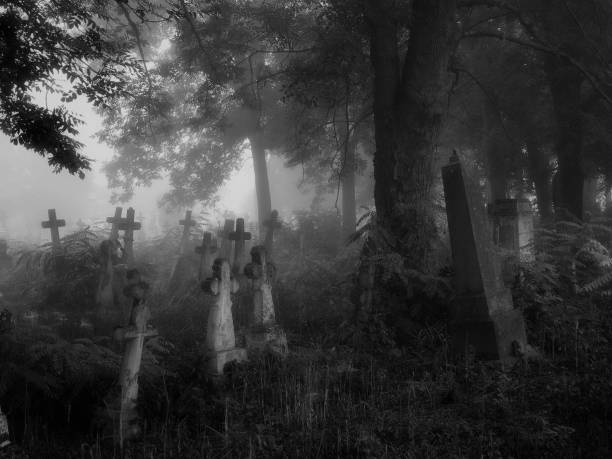 istock Scary cemetery in black and white 1361537346