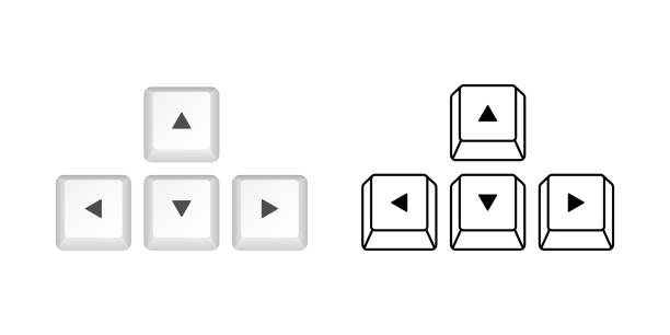 Arrows computer keyboard buttons. Desktop interface. Web icon. Gaming and cybersport. Vector stock illustration. Arrows computer keyboard buttons. Desktop interface. Web icon. Gaming and cybersport. Vector stock illustration computer key stock illustrations