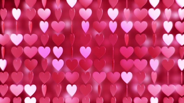 4k seamless loop Hearts. Valentine's Day abstract background with red hearts.