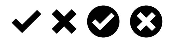 häkchensymbol set einfaches design - check mark letter x symbol checkbox stock-grafiken, -clipart, -cartoons und -symbole