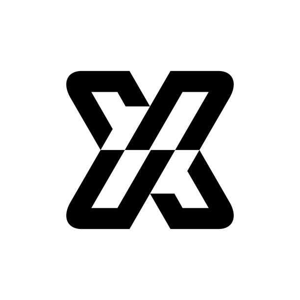 ilustraciones, imágenes clip art, dibujos animados e iconos de stock de logotipo de la letra x. diseño de iconos - 6731