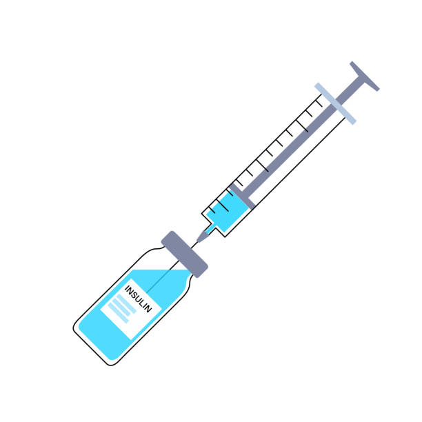 illustrations, cliparts, dessins animés et icônes de concept d’ampoule d’insuline - insulin sugar syringe bottle