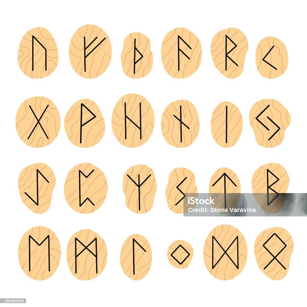 Ancient Text Runes Old Runes Set Ancient Scandinavian Alphabet Vector Illustration Hand ...