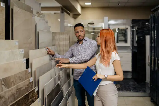 Photo of Bathroom tiles and utensils shopping