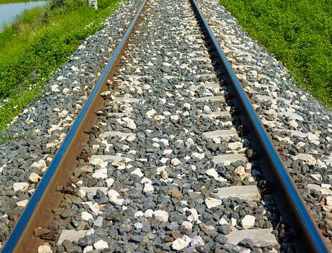 Close up view of railroad, transport background