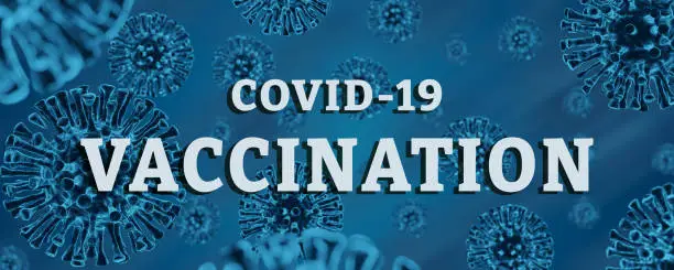 Text vaccination covid-19 from coronavirus. Vaccine concept. 3d rendering
