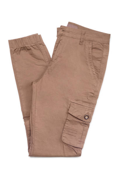 istock Brown cargo pants isolated on white background. 1361567279