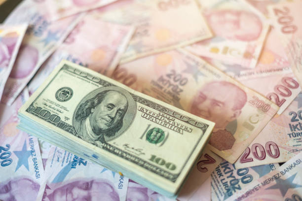 istock Turkish paper money and dollars 1361573053