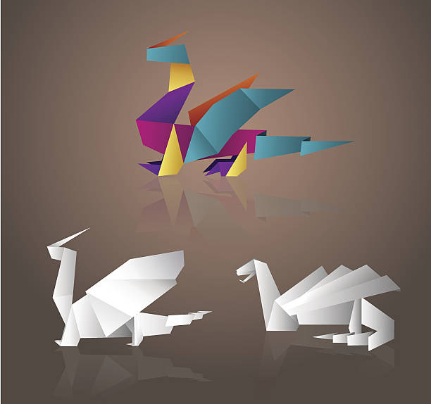 Set of dragons vector art illustration