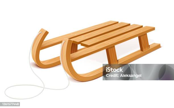 Wooden Sleigh Transport For Snow Ride Vector Illustration Stock Illustration - Download Image Now
