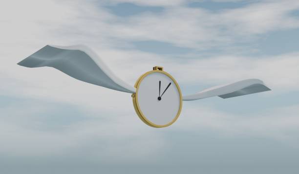 istock Time flies with wings on a golden clock 1361578243