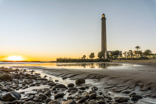 istock Lighthouse on rocky coast during sunset in Maspalomas, Gran Canaria, Spain 1361578342