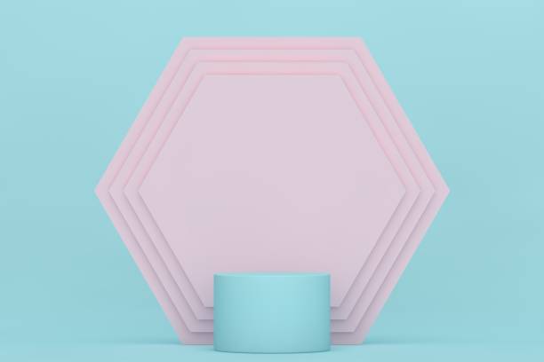istock Pink and blue blank scene, empty product stand, empty stage for product presentation 1361582466
