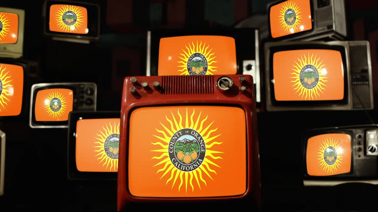 Flag of Orange County, California, and Vintage Televisions.