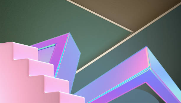 istock Abstract Background. Creative Ladder and Business concept for Geometric Shape with Competitions design on Sky Background. copy space, digital, banner, website -3d Rendering 1361588110