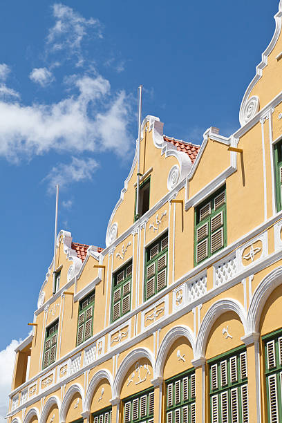 istock Facade of Caribbean Dutch Colonial Building 136159127