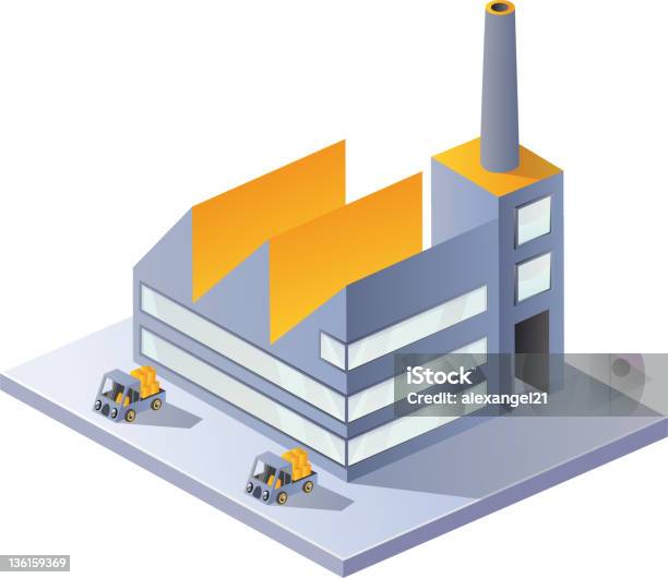 Vetores de Fábrica De Imagem e mais imagens de Fábrica - Fábrica, Fumaça, Projeção isométrica