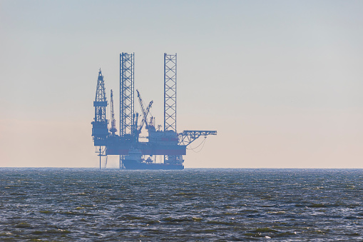 Deepwater oil platform on the open sea. Azerbaijan