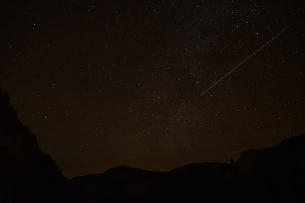 istock Night Sky with Tree and Mountain Silhouettes 1361596125