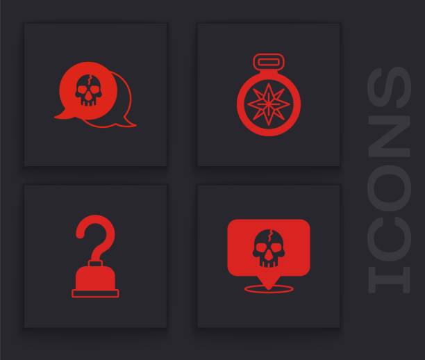 Set Skull, , Compass and Pirate hook icon. Vector Set Skull, , Compass and Pirate hook icon. Vector. clip art of a dead rose stock illustrations