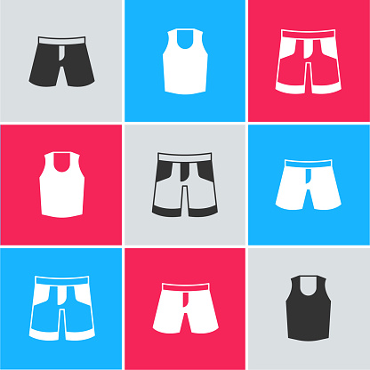 Set Short or pants Undershirt and icon. Vector.