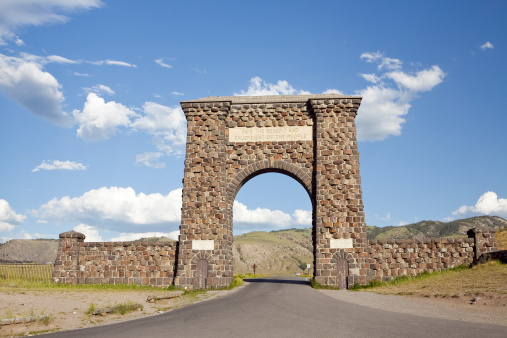 Roosevelt Arch is the north entrance to Yellowstone National Park