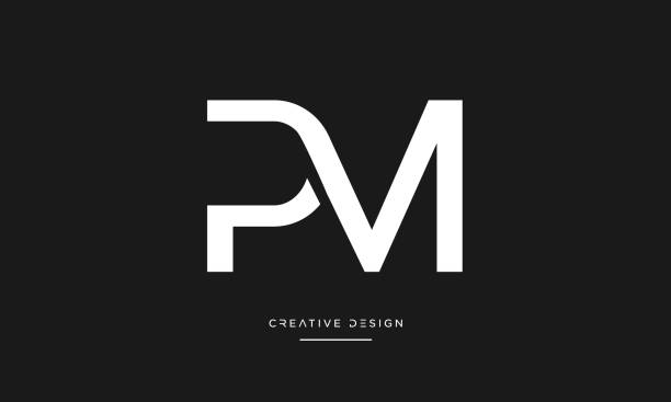 pm, mp alfabet litery abstrakcyjna ikona logo monogram - letter m typescript sign design element stock illustrations