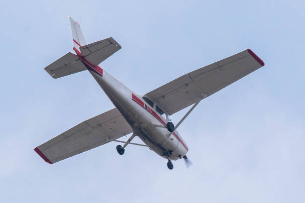 istock Small plane Cessna 150 preparing for emergency landing 1361602419