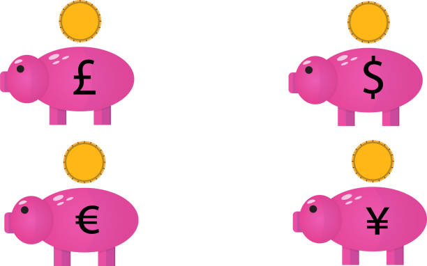 ilustrações, clipart, desenhos animados e ícones de piggy bancos - piggy bank gold british currency pound symbol